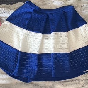Blue and white striped skirt